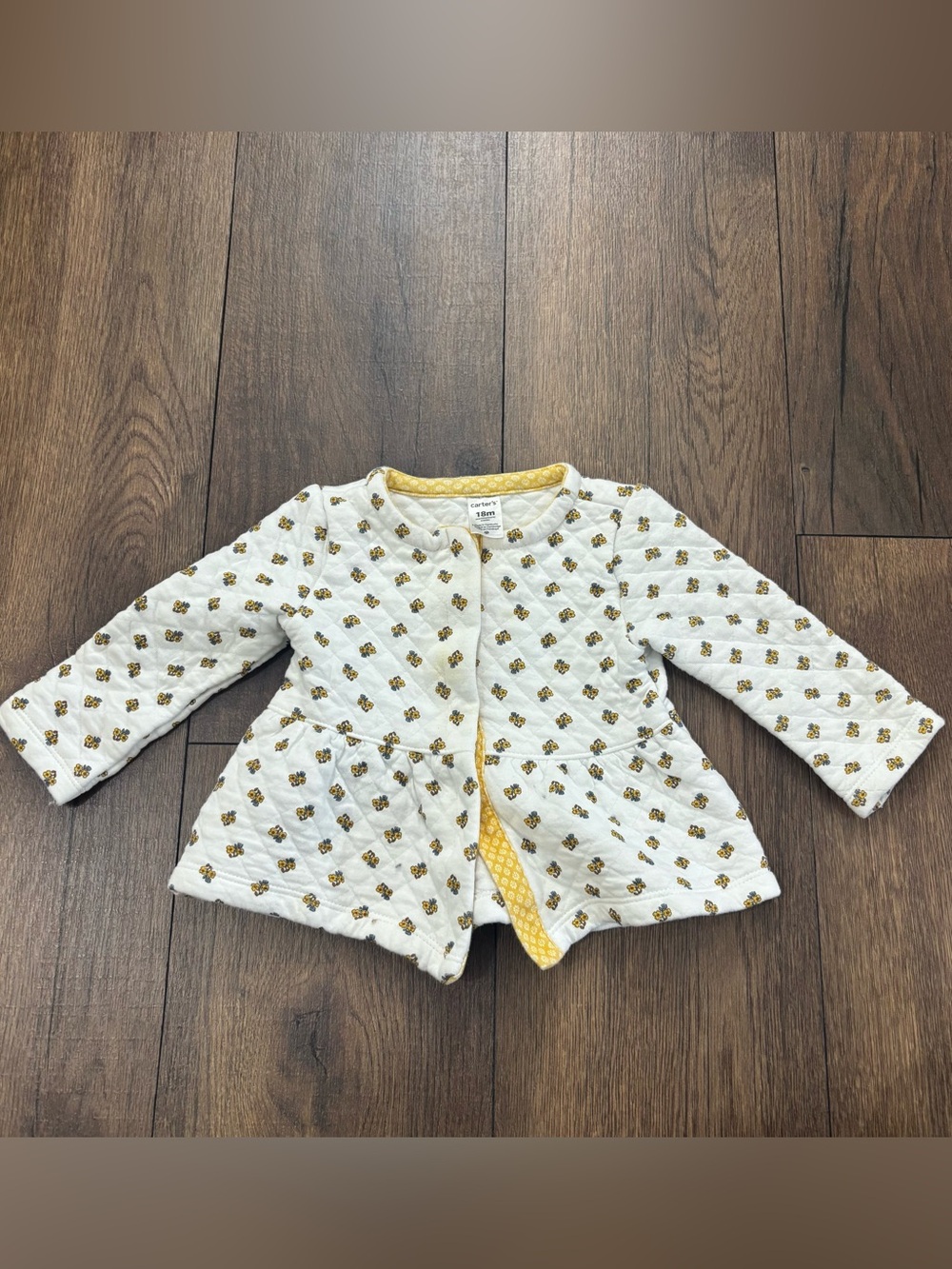 Carter’s Floral Quilted Light Jacket, White and Yellow, 18 months